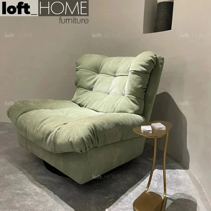 Contemporary suede fabric revolving 1 seater sofa milano situational feels.