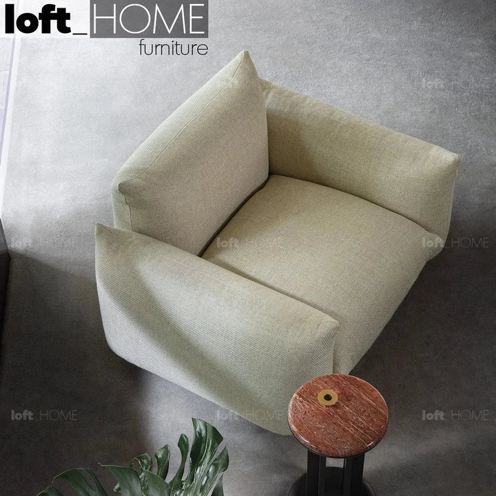 Cream Teddy Fabric 1 Seater Sofa MARENCO