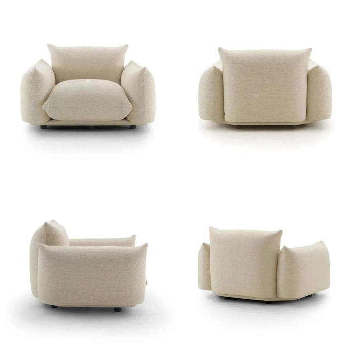 Cream Teddy Fabric 1 Seater Sofa MARENCO
