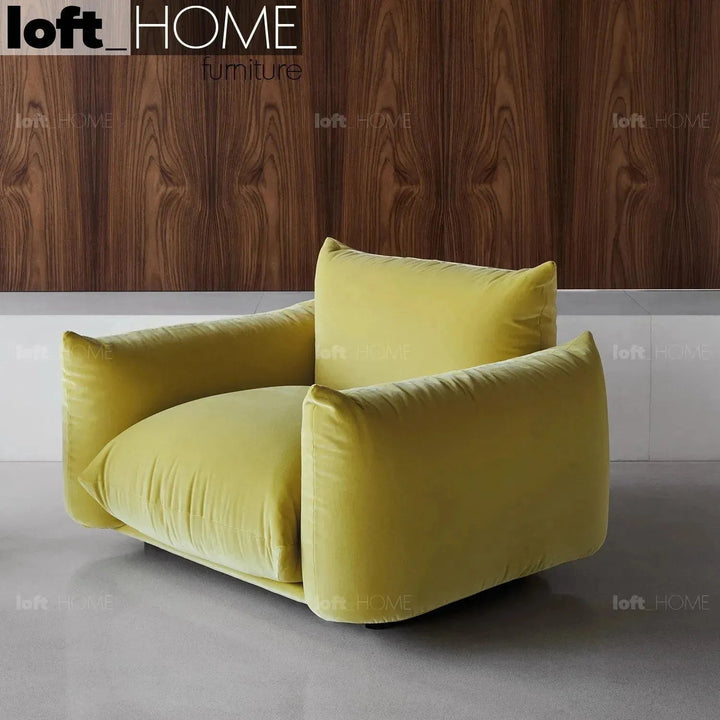 Cream Teddy Fabric 1 Seater Sofa MARENCO