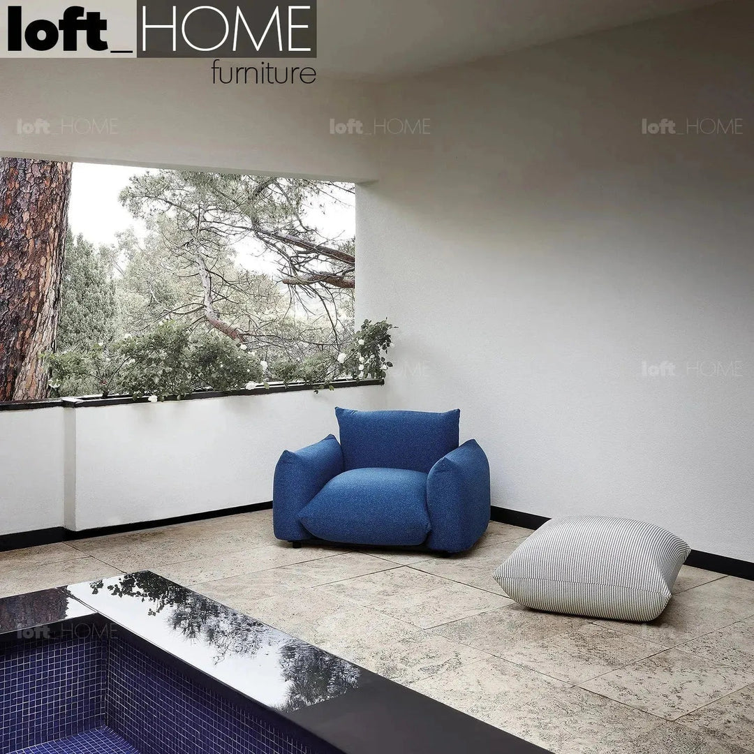 Cream Teddy Fabric 1 Seater Sofa MARENCO