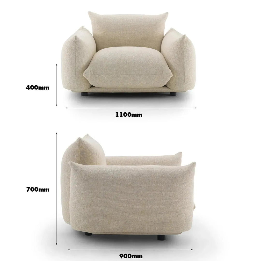 Cream Teddy Fabric 1 Seater Sofa MARENCO