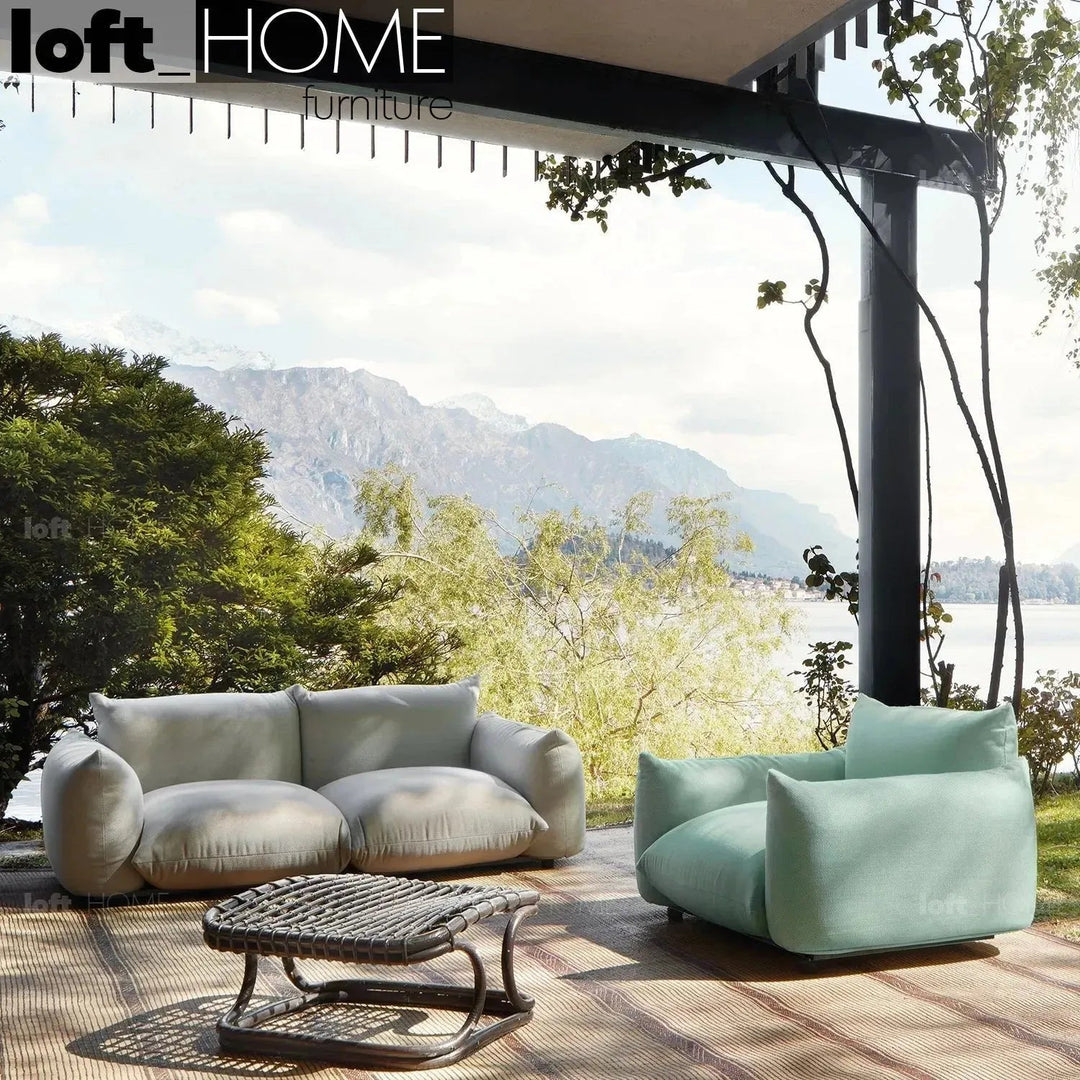 Cream Teddy Fabric 1 Seater Sofa MARENCO