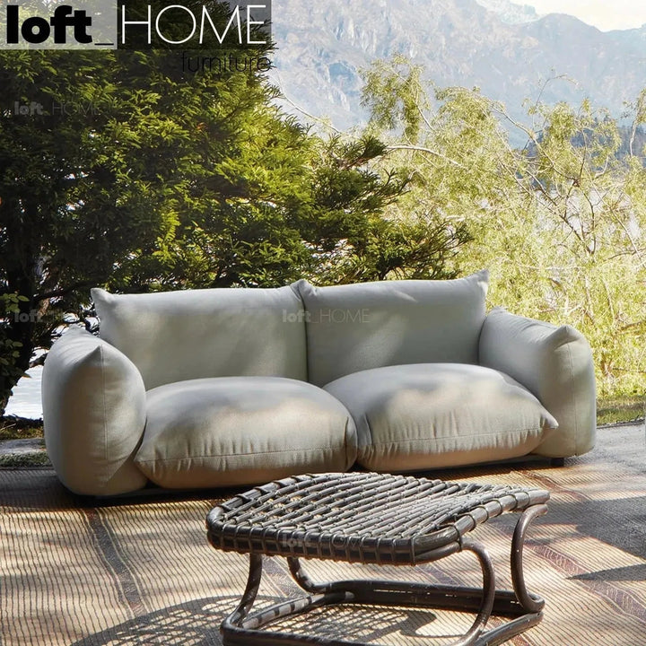 Cream Teddy Fabric 2 Seater Sofa MARENCO