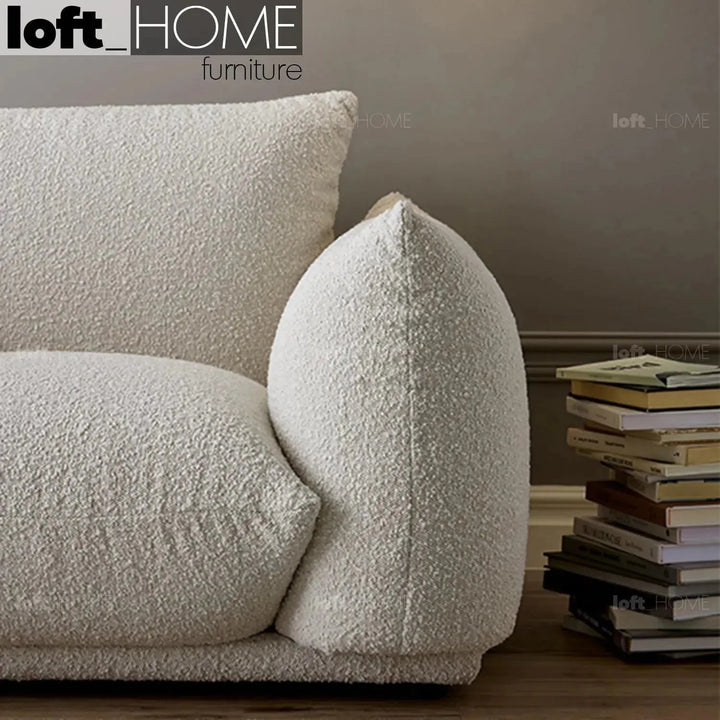 Cream Teddy Fabric 2 Seater Sofa MARENCO