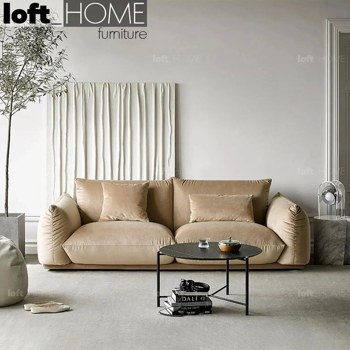 Cream Teddy Fabric 2 Seater Sofa MARENCO