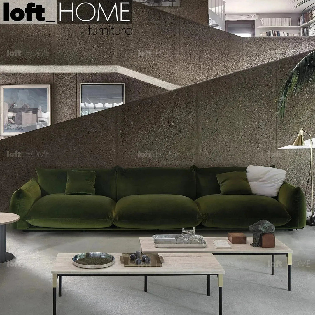 Cream Teddy Fabric 4 Seater Sofa MARENCO