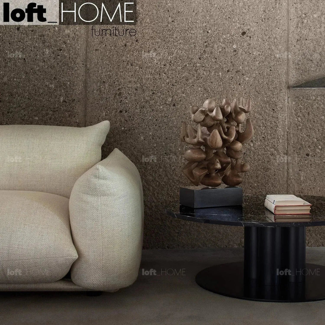 Cream Teddy Fabric 4 Seater Sofa MARENCO