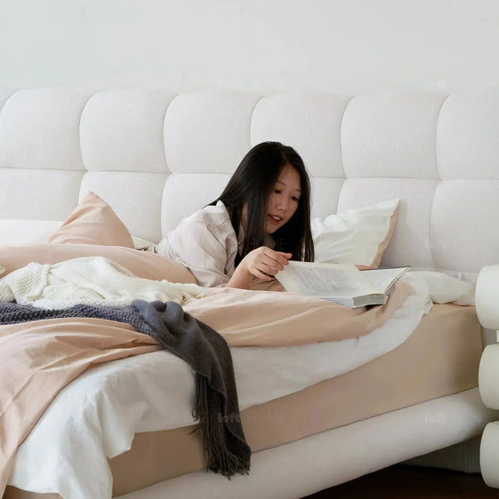 Cream Teddy Fabric Bed BUBBLE