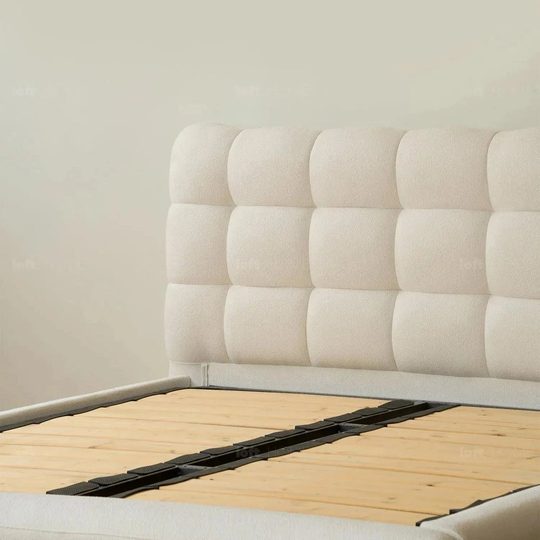 Cream Teddy Fabric Bed BUBBLE