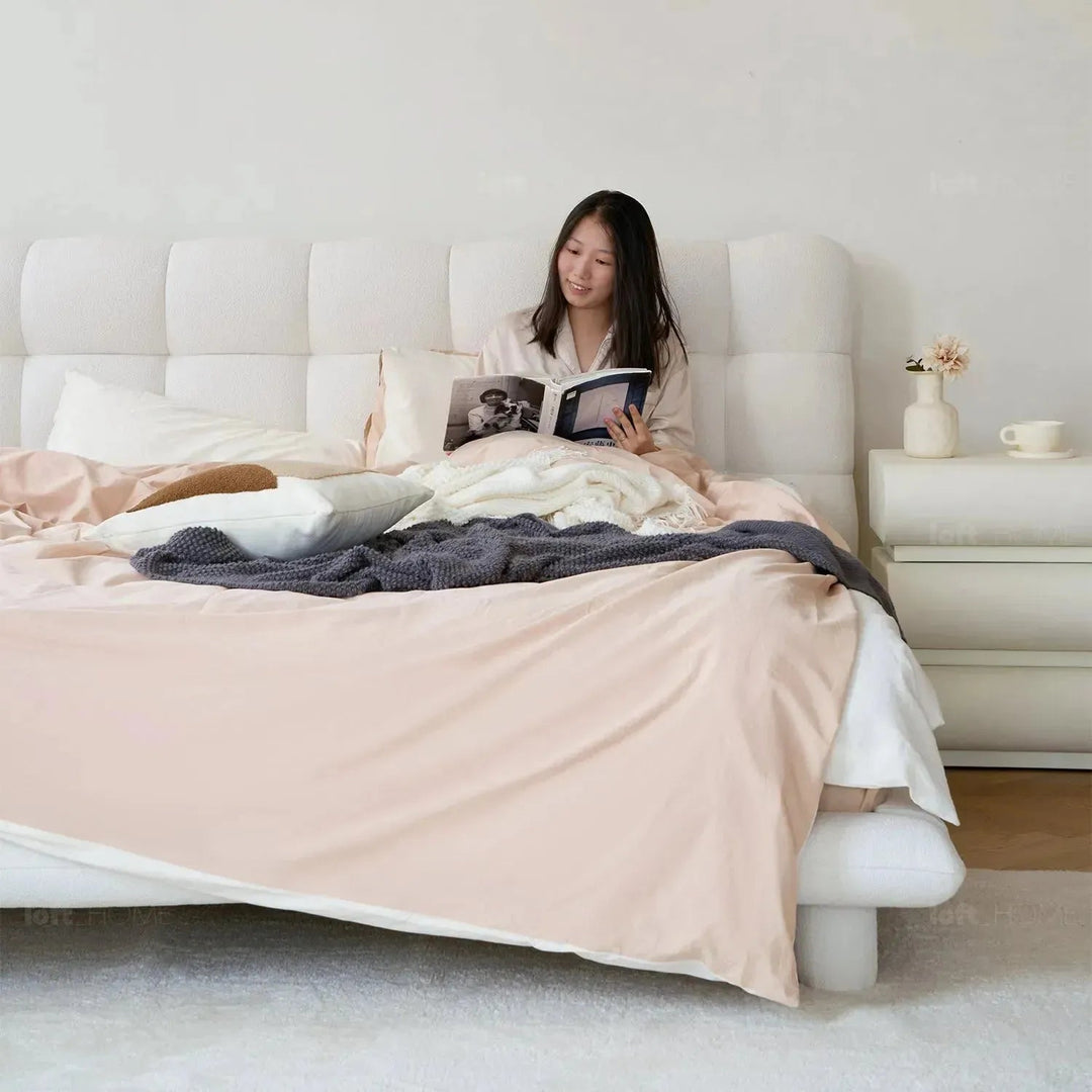 Cream Teddy Fabric Bed BUBBLE