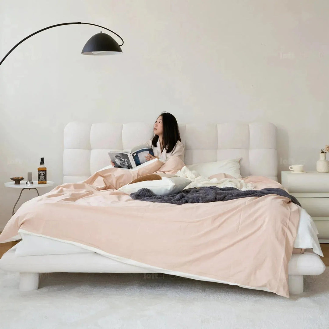 Cream Teddy Fabric Bed BUBBLE