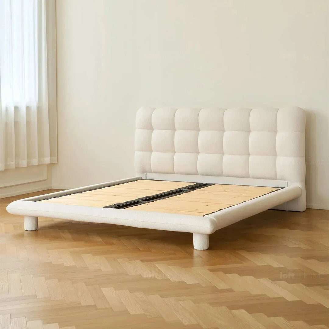 Cream Teddy Fabric Bed BUBBLE