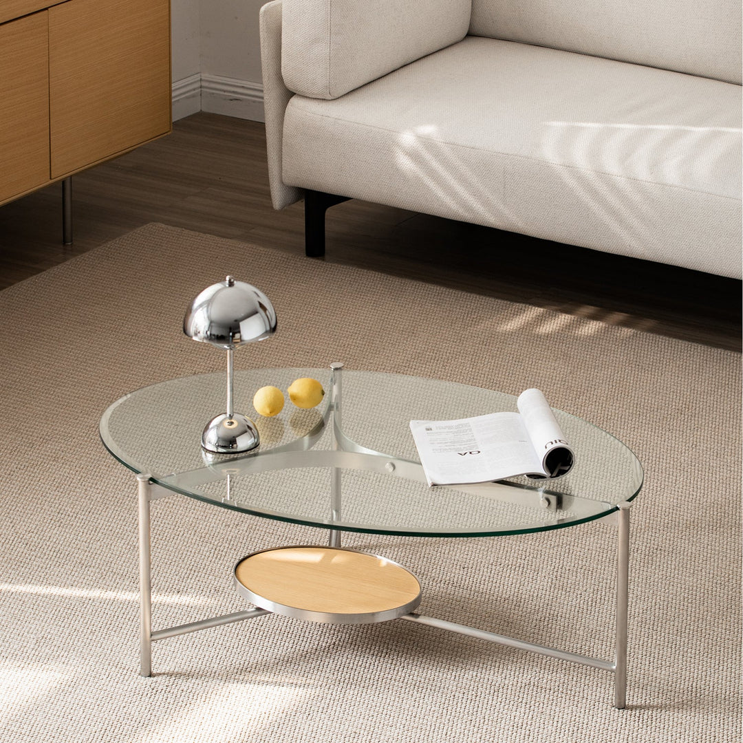Minimalist tempered glass coffee table iceland primary product view.