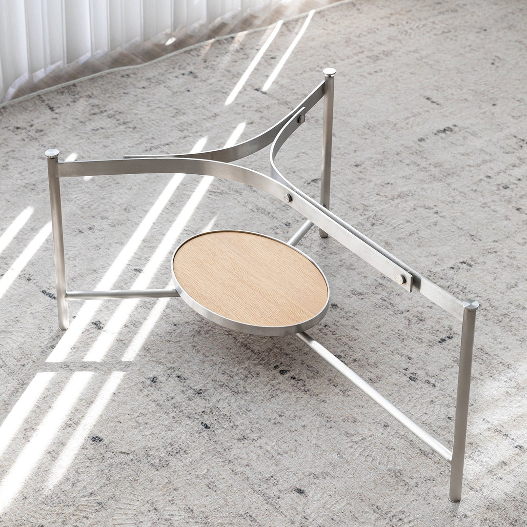 Minimalist tempered glass coffee table iceland in real life style.