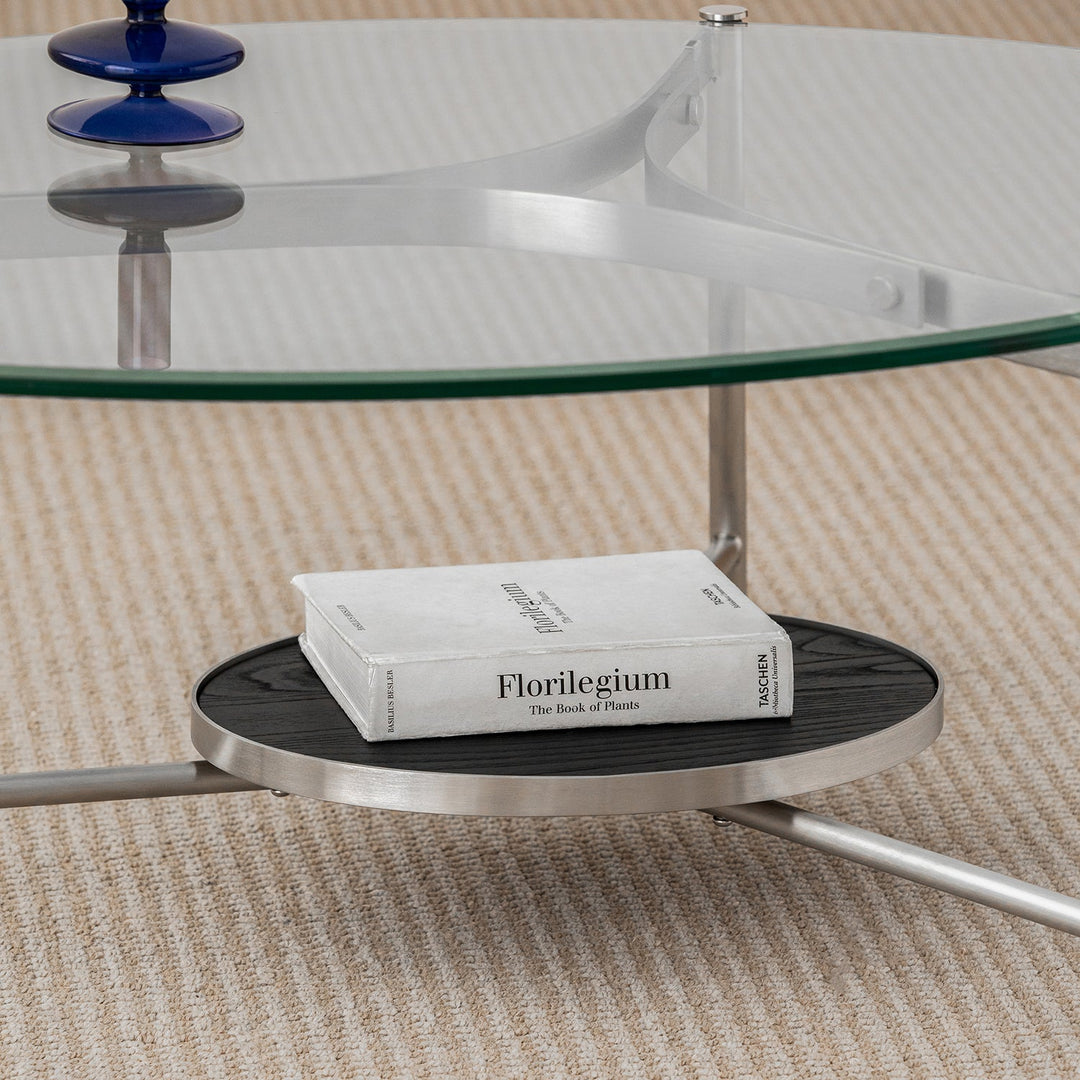 Minimalist tempered glass coffee table iceland in panoramic view.