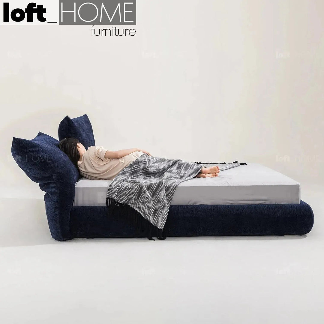 Contemporary Velvet Fabric Bed STANDARD
