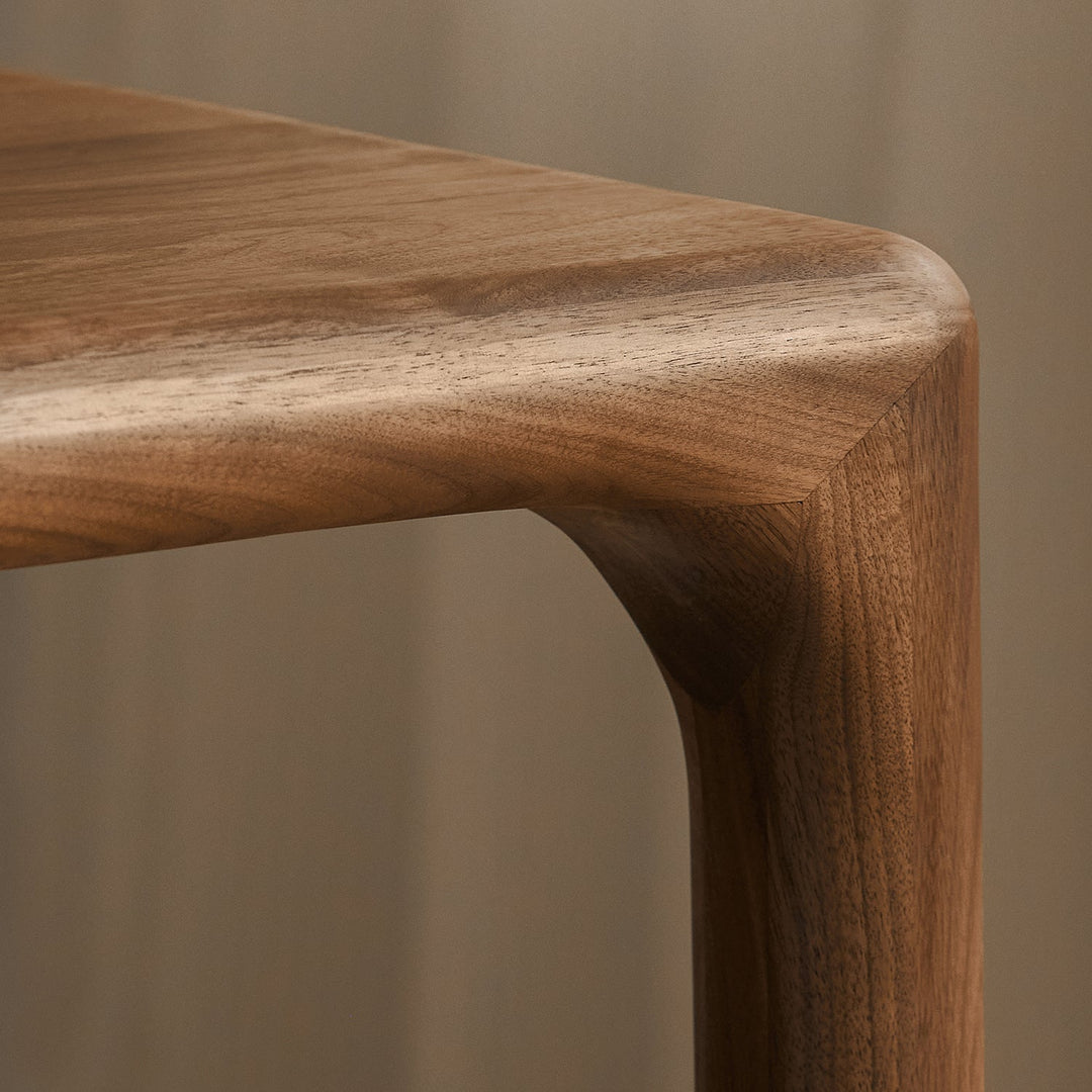 Mininalist walnut wood dining table conti color swatches.