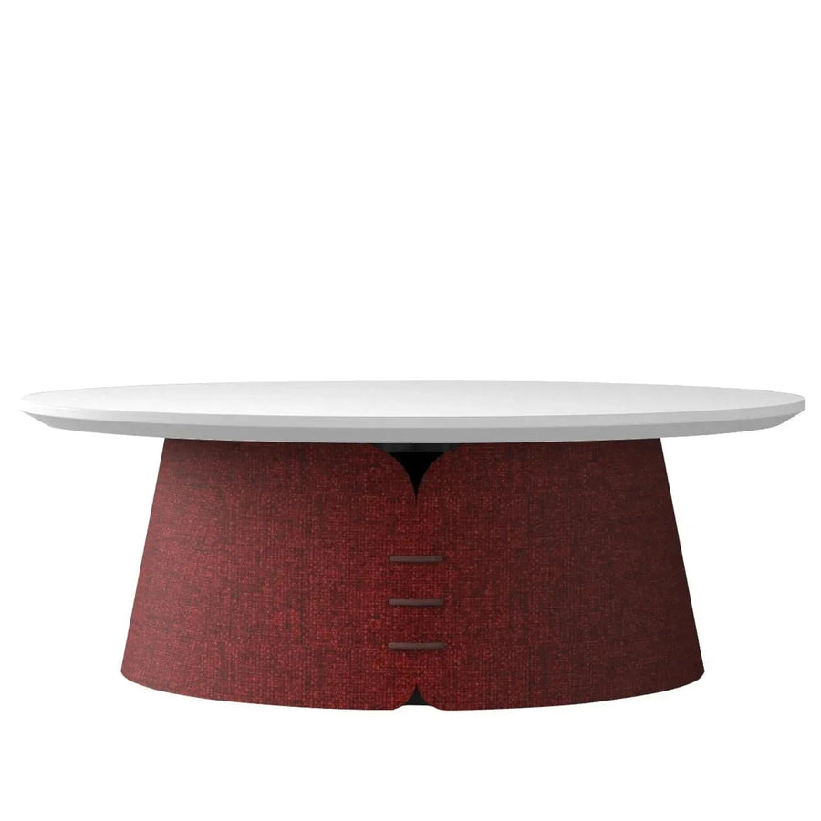 Bauhaus wood coffee table collar in white background.