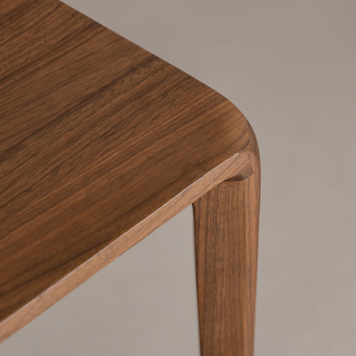 Minimalist walnut wood stool conti in real life style.