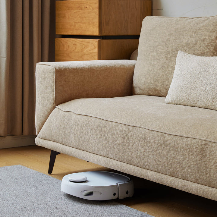 Modern chenille velvet fabric 2 seater sofa bed unfold in still life.