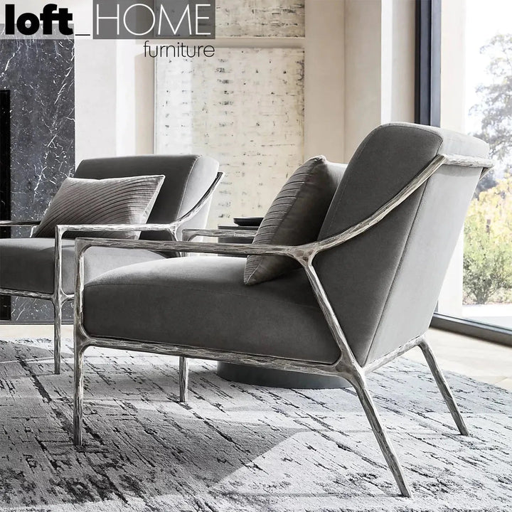 Industrial fabric 1 seater sofa thaddeus slope in still life.