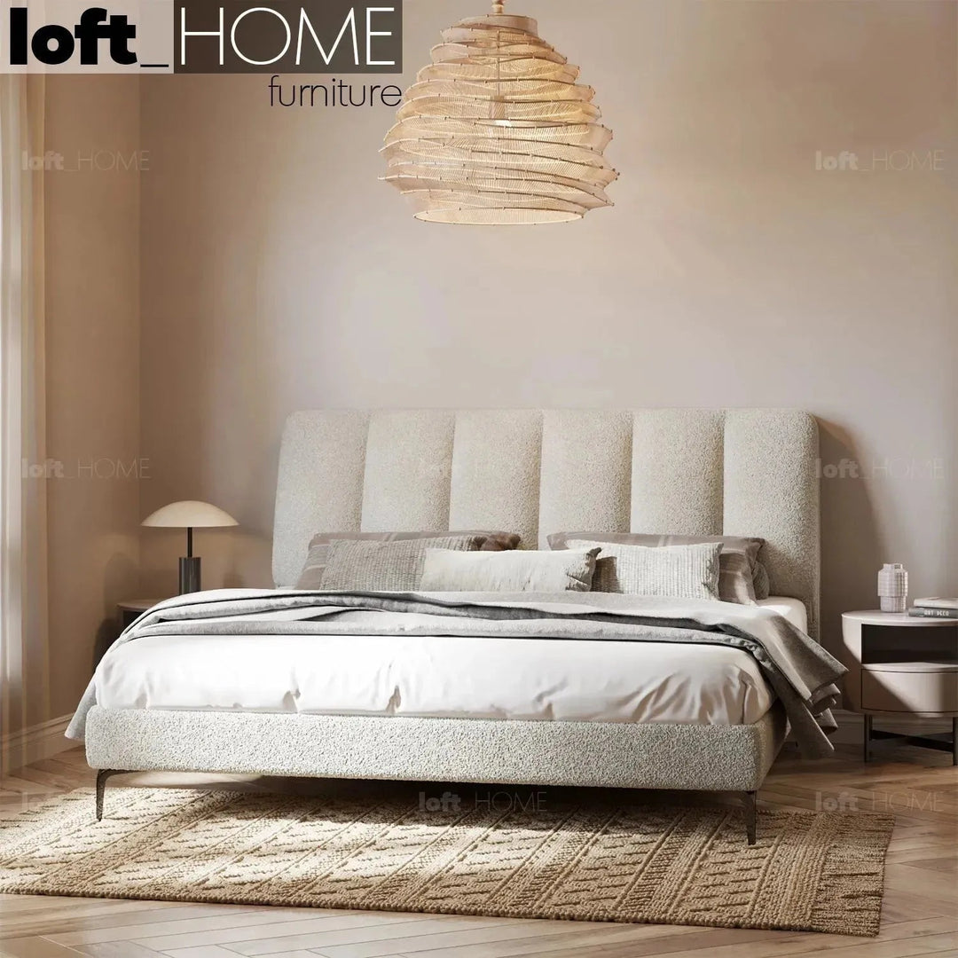 Cream Sheepskin Fabric Bed CORY