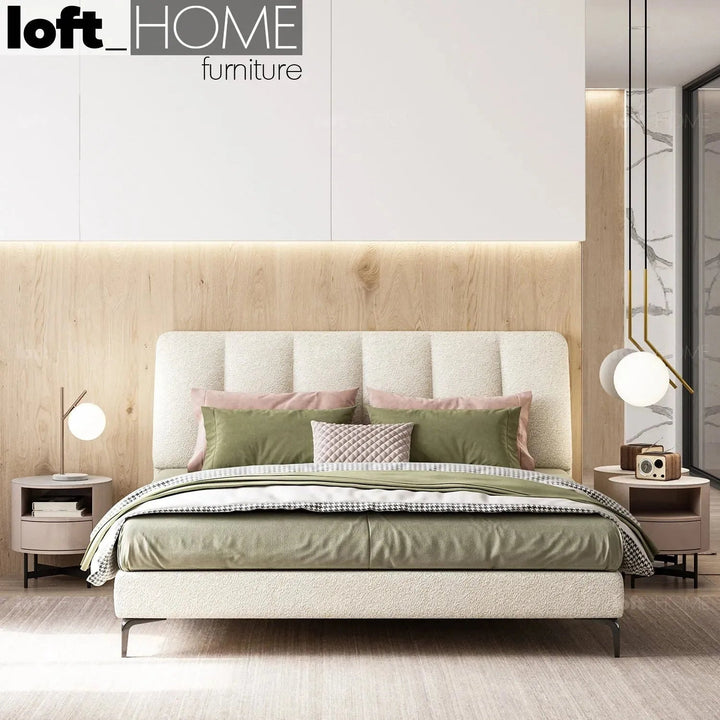 Cream Sheepskin Fabric Bed CORY