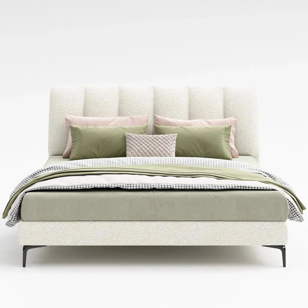 Cream Sheepskin Fabric Bed CORY