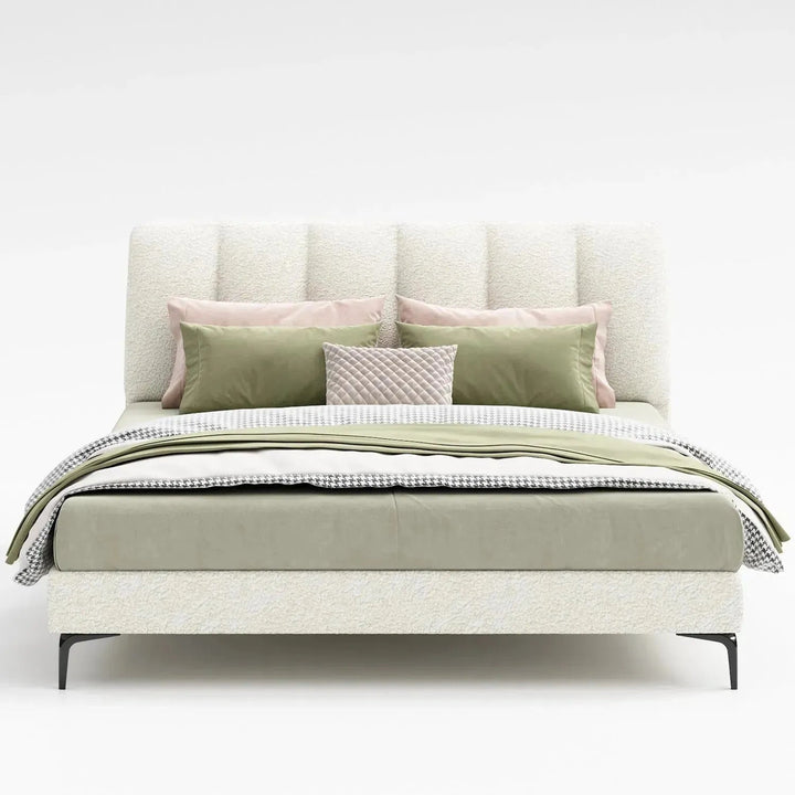 Cream Sheepskin Fabric Bed CORY