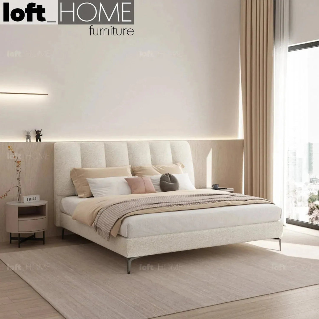 Cream Sheepskin Fabric Bed CORY