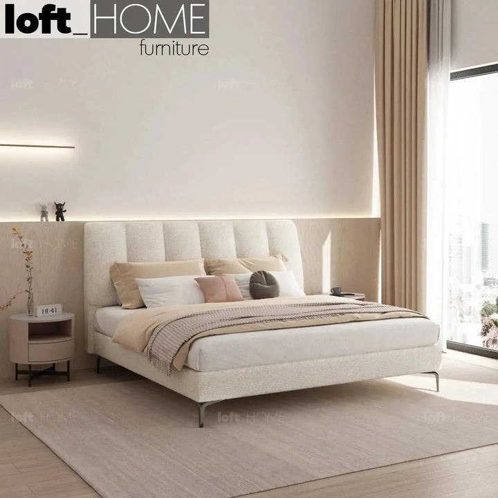 Cream Sheepskin Fabric Bed CORY