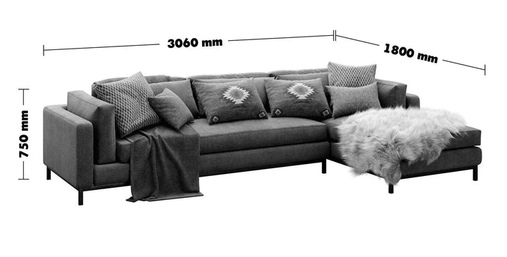Minimalist Fabric L Shape Sectional Sofa DANNY 3+L