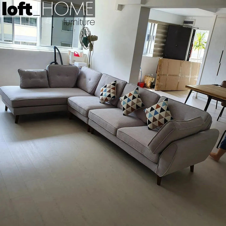 Scandinavian Fabric L Shape Sectional Sofa HENRI 3+L