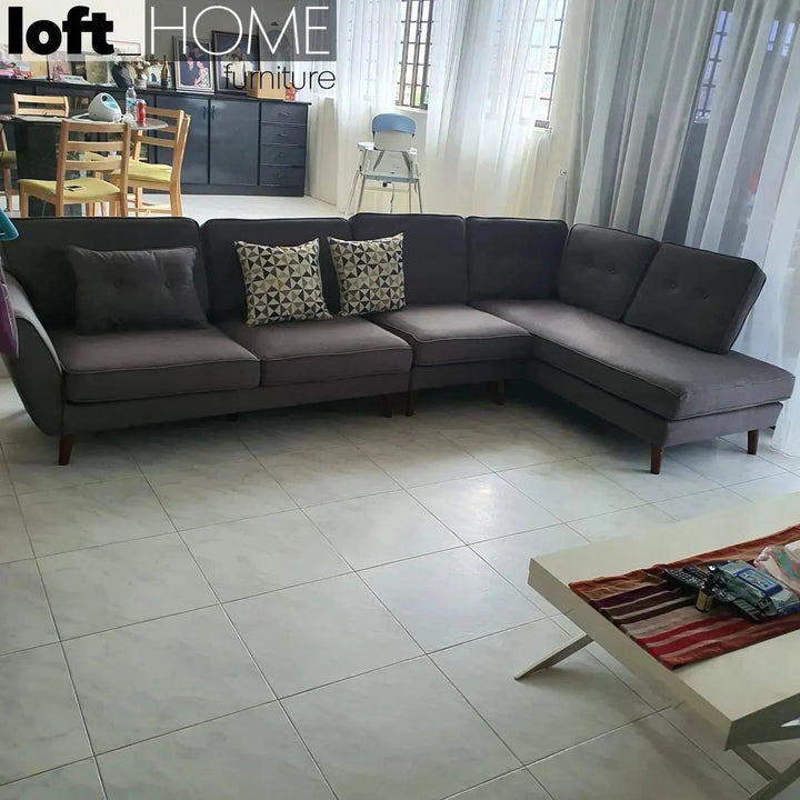 Scandinavian Fabric L Shape Sectional Sofa HENRI 3+L