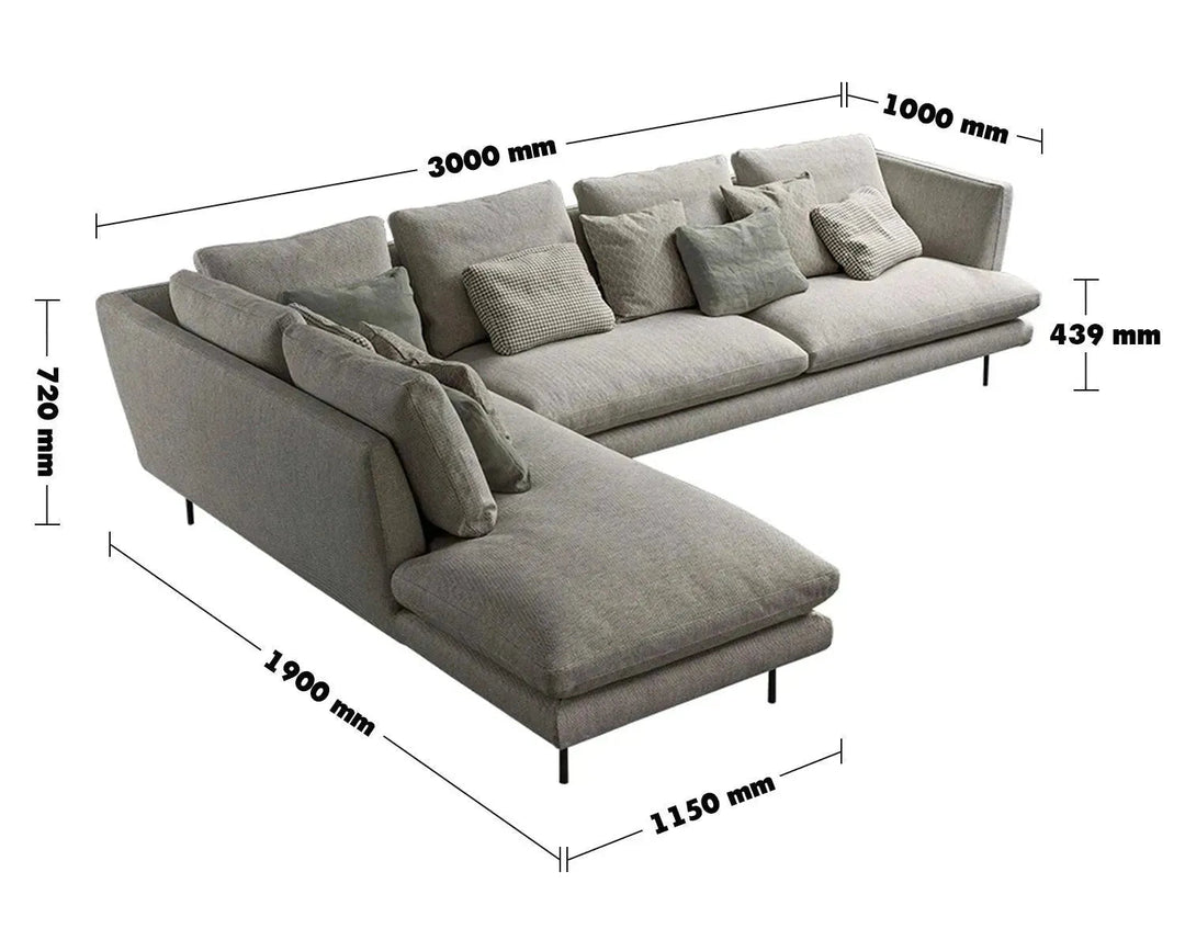 Modern Fabric L Shape Sectional Sofa LARS 3+L