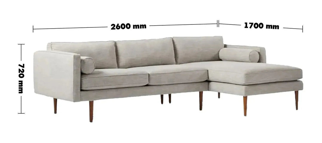 Scandinavian Fabric L Shape Sectional Sofa MONROE 2+L