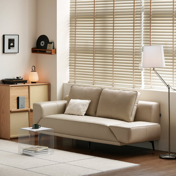 Modern genuine leather 2 seater sofa bed linea material variants.