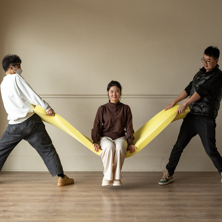 Modern genuine leather 2 seater sofa bed linea in panoramic view.