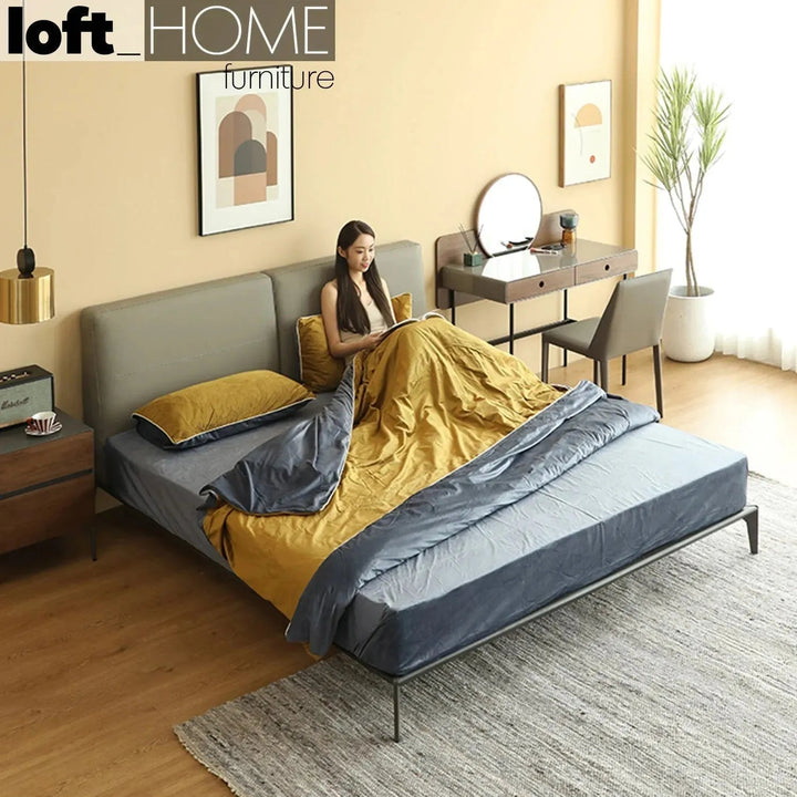 Minimalist Genuine Leather Bed ARMELLE