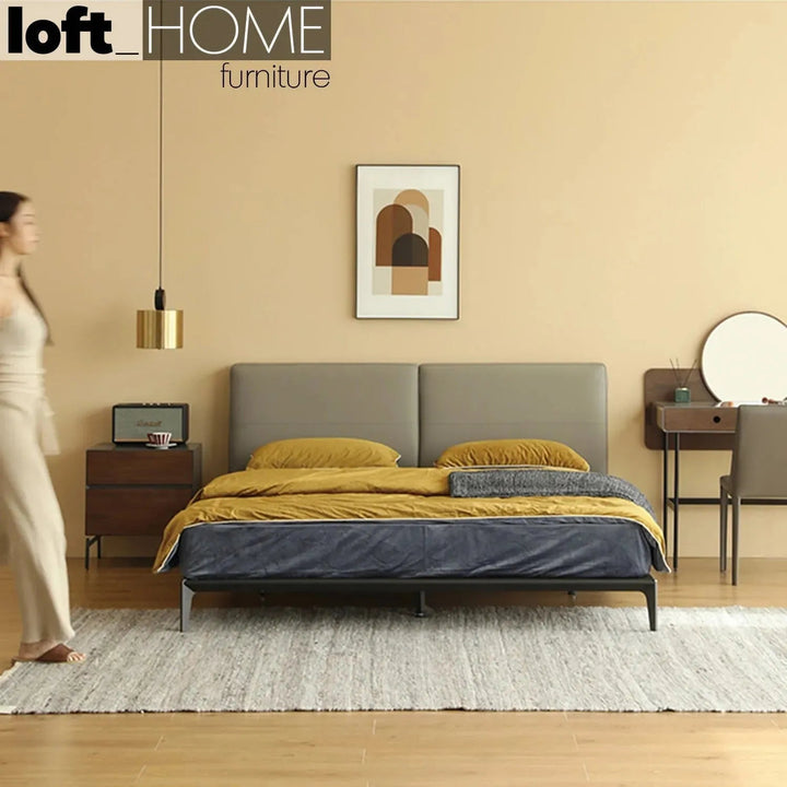 Minimalist Genuine Leather Bed ARMELLE