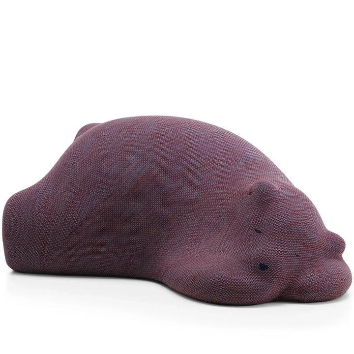 Contemporary knit fabric ottoman resting bear detail 1.