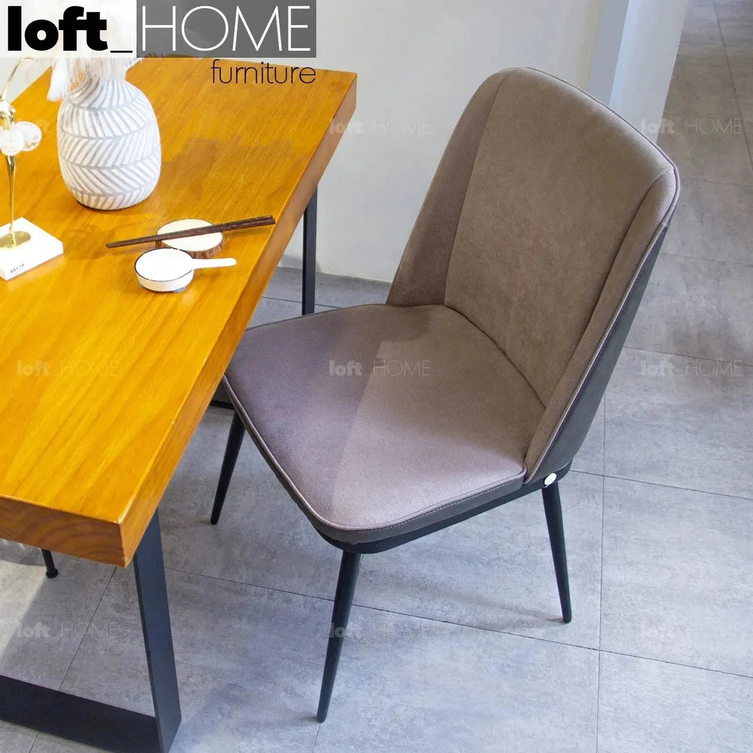 Modern Fabric And Leather Dining Chair METAL MAN N10