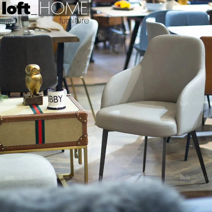 Modern Fabric And Leather Dining Chair METAL MAN N11