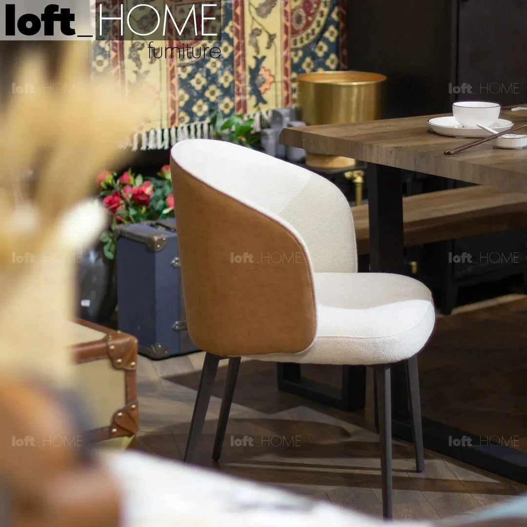 Modern Fabric And Leather Dining Chair METAL MAN N13