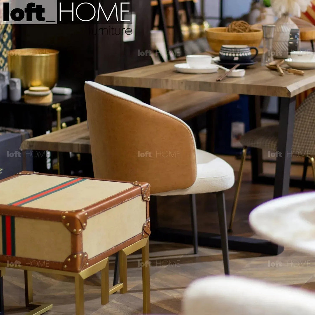 Modern Fabric And Leather Dining Chair METAL MAN N13