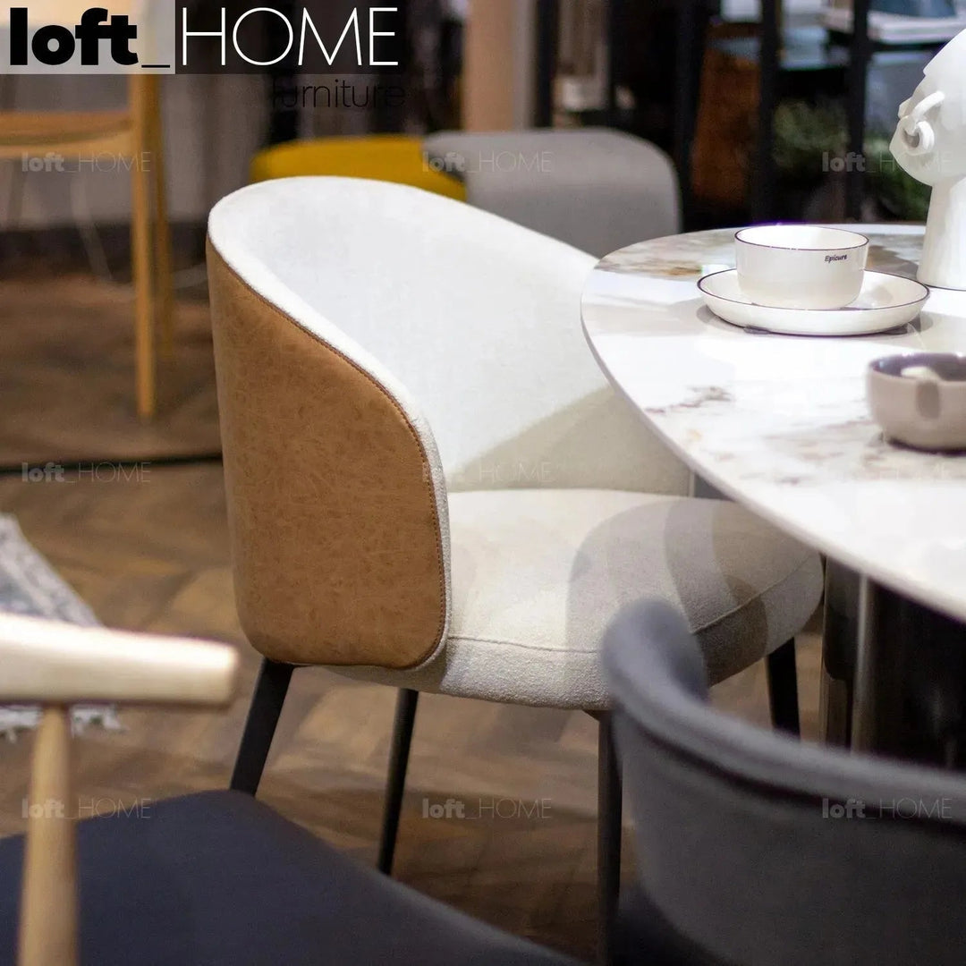 Modern Fabric And Leather Dining Chair METAL MAN N13