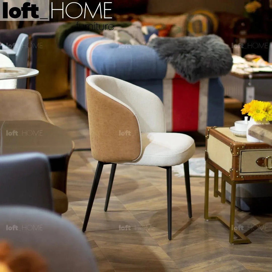 Modern Fabric And Leather Dining Chair METAL MAN N13