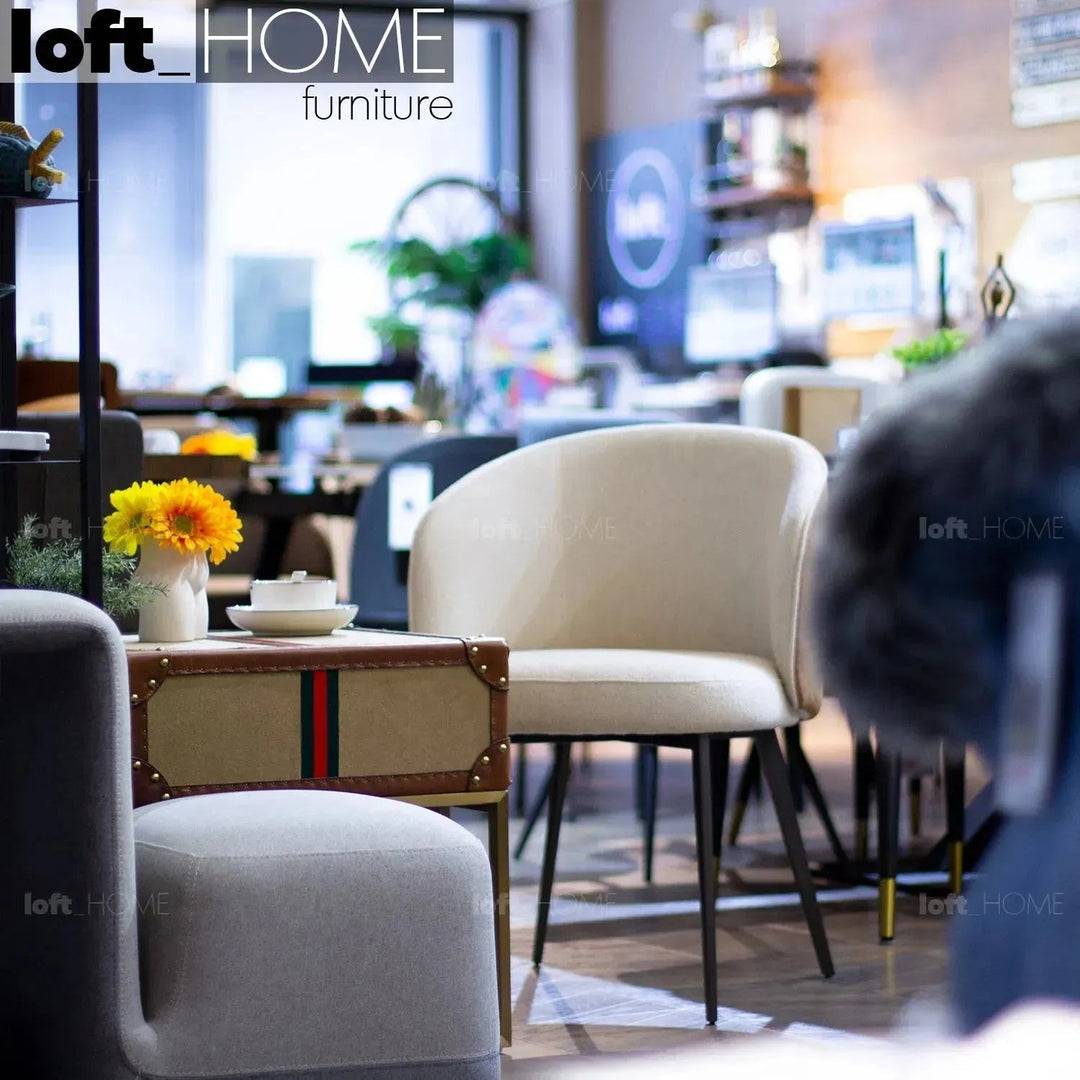 Modern Fabric And Leather Dining Chair METAL MAN N13