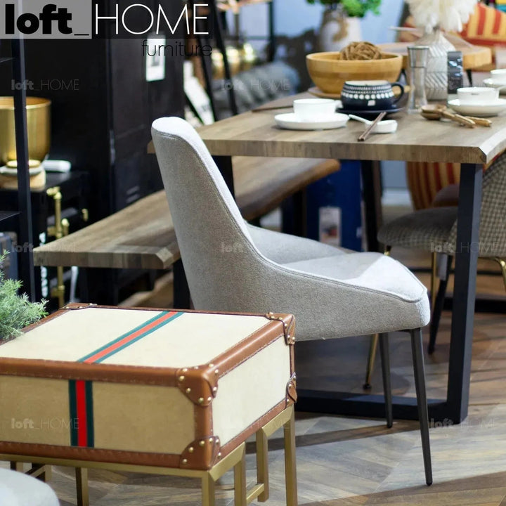 Modern Fabric And Leather Dining Chair METAL MAN N14